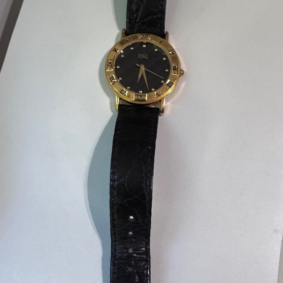 🕰️ Vintage Stylish Early 1990’s Men’s Movado ESQ Gold and Black Watch - Picture 8 of 16